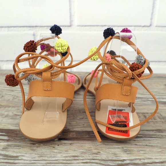 NWT Loeffler Randall 8.5 Saskia Flat Pompom Sandal - Picture 6 of 8